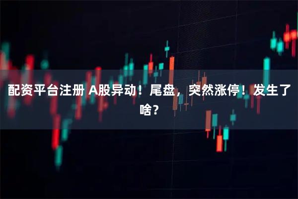 配资平台注册 A股异动！尾盘，突然涨停！发生了啥？